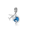 Braccialetto di fascino Pandora adatto Charms in argento europeo Perline Ciondolo di cristallo piano terra blu Catena di serpente fai-da-te per gioielli collana braccialetto da donna
