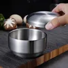 304 Stainless Steel Double With Lid Soup Steamed Rice Anti-Scalding Child Small Bowl Korean Cuisine 201214