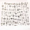 100 stijl Antieke Sier Plated Lichtmetalen Big Hole Charms Spacer Kralen Fit Armband Diy Sieraden Kettingen Hangers Bedels Kralen