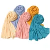 Muslim Women Cotton Long Shawls Hijab Female Wrap Headband Scarves Turban Islamic Soft Autumn Head Scarf Solid Color 175*75cm