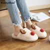 KUSHYSHOO bontglijbanen dames winter schattig pluche rendier paar huis slippers warme antislip mannen slippers vrouwen zapatos de mujer x1020