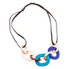 Pendanthalsband Guanlong Long Rope Läderhalsband med harts Akryl Fashion Uttalande smycken för kvinnor julklappar1