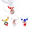 Hoomall 6PCs Box Mixed Wine Charms Christmas Decorations For Home Table Wedding Champagne Tree Snowman Pendant New Year Party3060