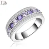 Wedding Rings Round 925 Sterling Silver voor vrouwen Purple Pink Rhinestone Anies Sieraden verlovingsring Fashion Bague DD135