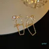 Dangle Chandelier Design Bowknot Tassel Drop أقراط للنساء جودة المجوهرات S925 Needle Zirconia Party Party Gift