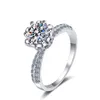 XDY NIEUWE 925 Sterling Zilveren Ring Vrouwelijke Snow Queen 1 Mosan Stone Ring Bloemblaadjes Zes Klauwen