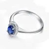 Ainuoshi Fashion 1.25 karatowy owalny kawałek niebieski sona ślubny pierścienie halo białe złoto żółte złoto różowe złoto Kolor ślubny Prezent Y200106