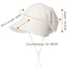 FANCET Femmes Été Soleil Chapeau Visière Lin Seau Caps Emballable Large Bord UPF50 + UB Cap Coupe-Vent Mentonnière Mode 89033 Y200602