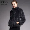 Women Genuine Rabbit Fur Coats Solid Female Stand Collar Rex Rabbit Fur Coat Winter Fashion Real Fur Overcoat Jackets 13 Colors 201103