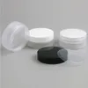 50g Tom Frost Pet Cream Jar Pot med vita svarta klara lock med PE PEAD 5 / 3OZ Kosmetisk behållare Trådstorlek 67mm 24pcs