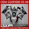 Enjeksiyon Suzuki GSX-R1000 GSXR için Parlak Simli Kalıp Vücudu 1000 CC GSXR-1000 K3 2003-2004 Üstyapı 67NO.4 K3 1000CC GSXR1000 03 04 GSX R1000 2003 2004 OEM FUARLARI SICI