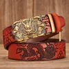 Cinturón de hombre de cuero genuino, cinturones hechos a mano de piel de vaca de calidad, correas prensadas de dragón chino, cinturones de diseñador masculino 2203156669239