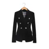 Hoge kwaliteit nieuwste modeontwerper Blazer Dames Double Breasted Lion Buttons Velvet Blazer Coat 201201