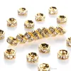 500pcs lot Metal Alloy 18K Gold Silver Color Crystal Rhinestone Rondelle Loose Beads Spacer for DIY Jewelry Making Whole 270j