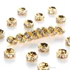 500st Mall Metal Alloy 18k Gold Silver Color Crystal Rhinestone Rondelle Loose Beads Spacer för DIY -smycken som gör hela 178U