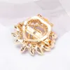 Moda Coreana Banhado Ouro Brooches Do Casamento Simulado Pérola Rhinestone Broche Flower Collar Vestir Hijab Pins Fashion Jewelry