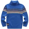 Hot Sales Spring och Höst 100% Bomull Boys Pullover Tröja Basic Turtleneck skjorta Barnstickad tröja för barn 4-15 år 201128