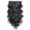 Clip In Hair Extensions Human Hair Brazilian Body Wave 8 Pcs/Set Natural Black Color 8-26 Inch 120G