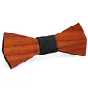 Vintage Red Rosewood Bow Ties Manual Hollow Out Bowknot för Gentleman Wedding Trä Bowtie Fasion Accessories 9 Styles