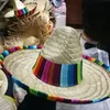 Naturel Hommes Paille Mexicain Sombrero Chapeau Femmes Coloré Fête D'anniversaire Décoration De Table Chapeaux De Fête L3 Y200602