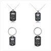 Stainless Steel Her King His Queen Necklace/Key Chain Dog Tag Crown Couple Necklace/Keyring Pendants Chains Lovers Jewelry Gift