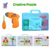 Enfants Drill Puzzle Puzzal DIY Vis Group Toys Kidstool Kit Plastic Boy Jigsaw Mosaic Design Building Toy LJ201007