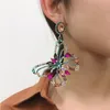 Big Statement Butterfly Dangle Earring Kvinnor Färgglada Rhinestone Diamant Drop Earrings Gåvor Fashion Animal Design Street Party Charm Smycken Tillbehör