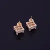 10MM Zircon Earring Men Stud Gold Color Material Copper Screw Push Back Hip Hop Jewelry Rock Street14589956476877