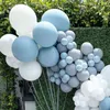 145 шт. Macaron Blue White Haze Haze Grey Balloons Гирлянда Arch Kit Свадебные Украшения Детский Душ День Рождения Декор Party Sace 211216