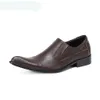 Scarpe da uomo di moda Punta a punta Scarpe eleganti in vera pelle marrone Scarpe da uomo d'affari Oxford Slip on Zapatos Hombre,US12