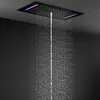 Ensemble de douche de luxe 5 fonctions, ensemble de douche à effet pluie, salle de bain encastré au plafond, pomme de douche LED, mitigeur thermostatique, robinets noirs