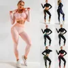 3st kvinnors sömlösa gymnastikuppsättning yoga bh passar yoga set gymkläder kvinnlig fitness sport långärmad yogasträkt som kör kläder y1229