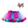 Bonito bebê meninas tutu vestido doce arco-íris cor bebês saias com bandana conjuntos crianças feriados vestidos de dança tutus atacado