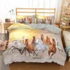 Homesky 3D Cavalli Set di Biancheria da letto Set di Luxury Soft Duvet Cover King Queen Twin Comforter Comforter Set Set Set Pillowcases BedClothes 201120