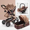 Carrinho de bebê 3 em 1 carrinho dobrável Buggy Buggy Lightweight Portable Traveling Pram Pushchair