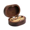 Boîte à bijoux en bois de noyer Cérémonie de mariage de fiançailles Proposition de stockage d'anneaux Porte-anneau portable Boîte à bagues de mariage rustique 220105