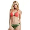 2021 Watermelon 인쇄 여성 Sawimwear 더블웨어 2PC 비키니 섹시한 붕대 탱타 비키니 귀여운 소녀 수영복 M192F