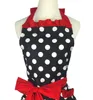 Schöne stilvolle Retro-Spitzen-Vintage-Flirty-Maid-Polka-Dot-Koch- und Küchenschürzen für Frauen, verstellbare Schürze mit Taschen Y200103