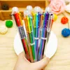 Nowość 6 w 1 Kolorowe Długopisy Proste Solidne Wielofunkcyjne Multicolor Ballpoint Pen Student Student Papiernicze Kolorowe Długopisy