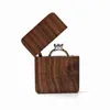 Walnut Wood Jewelry Box Engagement Wedding Ceremony Ring Storage Proposal Portable Ring Holder Rustic Wedding Ring Box 220105