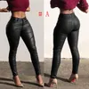 Seksi Parlak Yüksek Bel Kadın Deri Pantolon Streç Pantolon Sıska Pantolon Slim Fit Long1