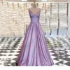 Robe de bal violet brillant longue paille