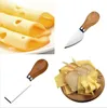 Cheese Knives 4pcs Sets Oak Handle Knife Fork Shovel Butter Pizza Slicer Cutter Stainless Steel Cutting Baking Cheese Board Set LSK1951