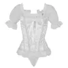 Женская винтажная талия похудение накладки Корсет Bustier Top Bride Lace Up Party Club Bodysuits SteamPunk Плечо ремешок Corselet1