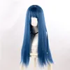 Blue Lolita Wig Harajuku Long Straight Blue Colors Synthetic Hair Fringe Bangs Daily Adult Girls