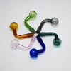 14mm male joint Thick Pyrex Colorful glass oil burner pipes Bent bowl for rig water bubbler bong adapter tobacco nail 30mm big bowls for smoking with 6 colors