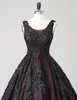 2021 czarno-czerwone gotyckie suknie ślubne suknia balowa Scoop zroszony koronkowy tiulowy gorset powrót księżniczka nie białe suknie ślubne wykonane na zamówienie