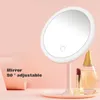 Tragbarer, verstellbarer LED-Make-up-Spiegel, rund, leuchtend, warmes Licht, Ständer, LED-Kosmetik-USB-Aufladung, Handaufnahmespiegel, Samrt Home GGE1922