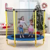 5.5ft trampolines voor kinderen 65 inch buiten indoor mini peuter trampoline met behuizing, basketbalhoepel en bal inclusief A25