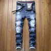 Klassiska män Jeans Distressed Slim StoneWash Scratched Casual Denim Byxor Streetwear Amazing Male Trousers Hombre Homme Kläder 201118